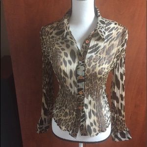 Creative Design Works Leopard Print Blouse Size M